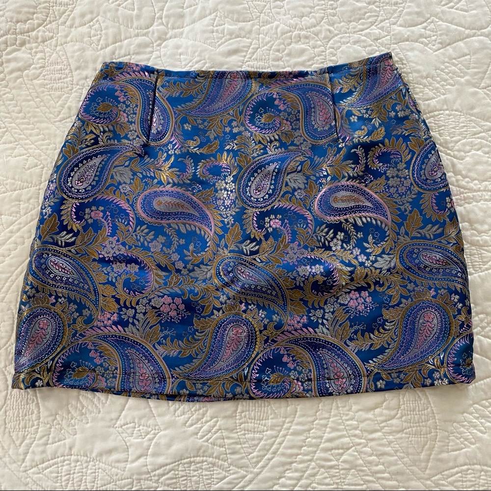 MoonArrow Handmade Paisley Silk Mini Skirt